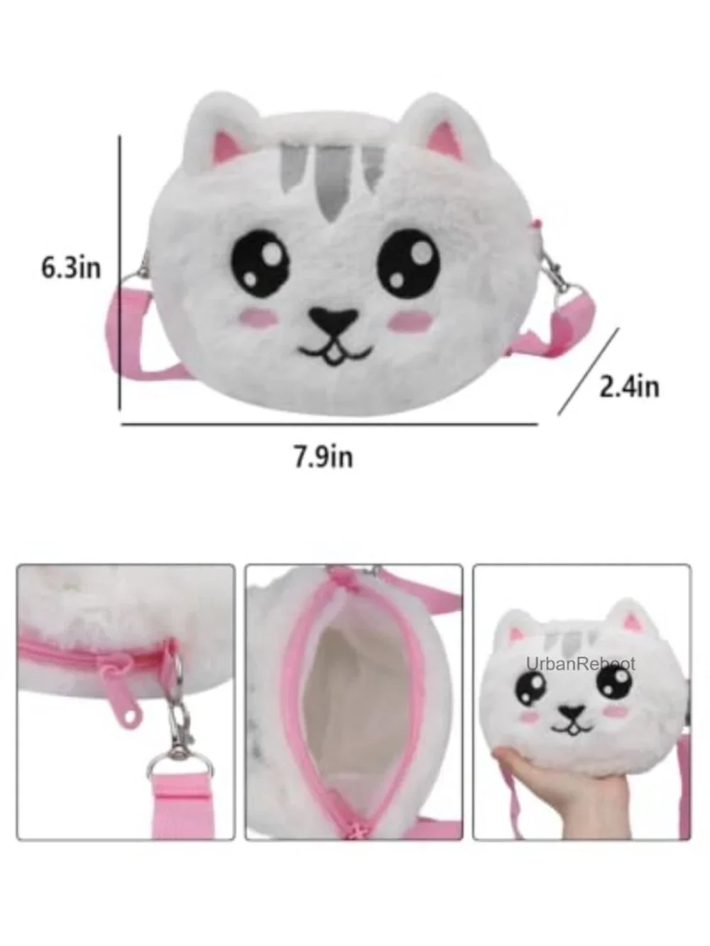 Faux Fur Cat Unicorn Crossbody Bag Fluffy Plush Girls Shoulder Purse